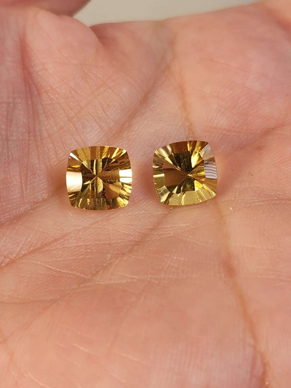 VTG Matched Pair Natural Citrine 5.60 CTW Golden Cushion Cut Loose Gemstones 9mm - Picture 1 of 16